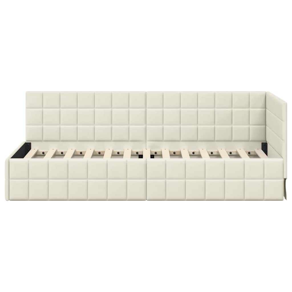 Cornice del letto ad angolo Crema 80 cm x 200 cm Velluto | homemem39