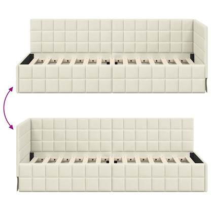 Cornice del letto ad angolo Crema 80 cm x 200 cm Velluto | homemem39