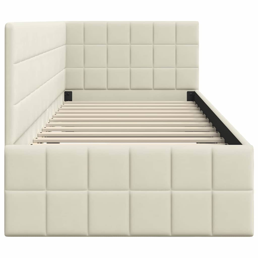 Cornice del letto ad angolo Crema 80 cm x 200 cm Velluto | homemem39