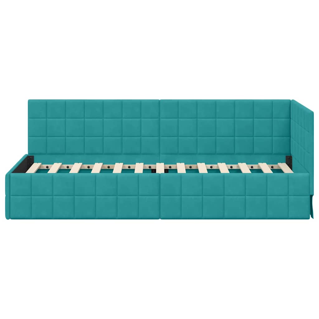 Cornice del letto ad angolo Turchese 80 cm x 200 cm Velluto | homemem39