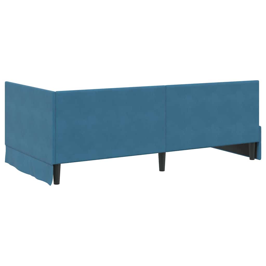 Cornice del letto ad angolo Blu 90 cm x 190 cm Velluto | homemem39