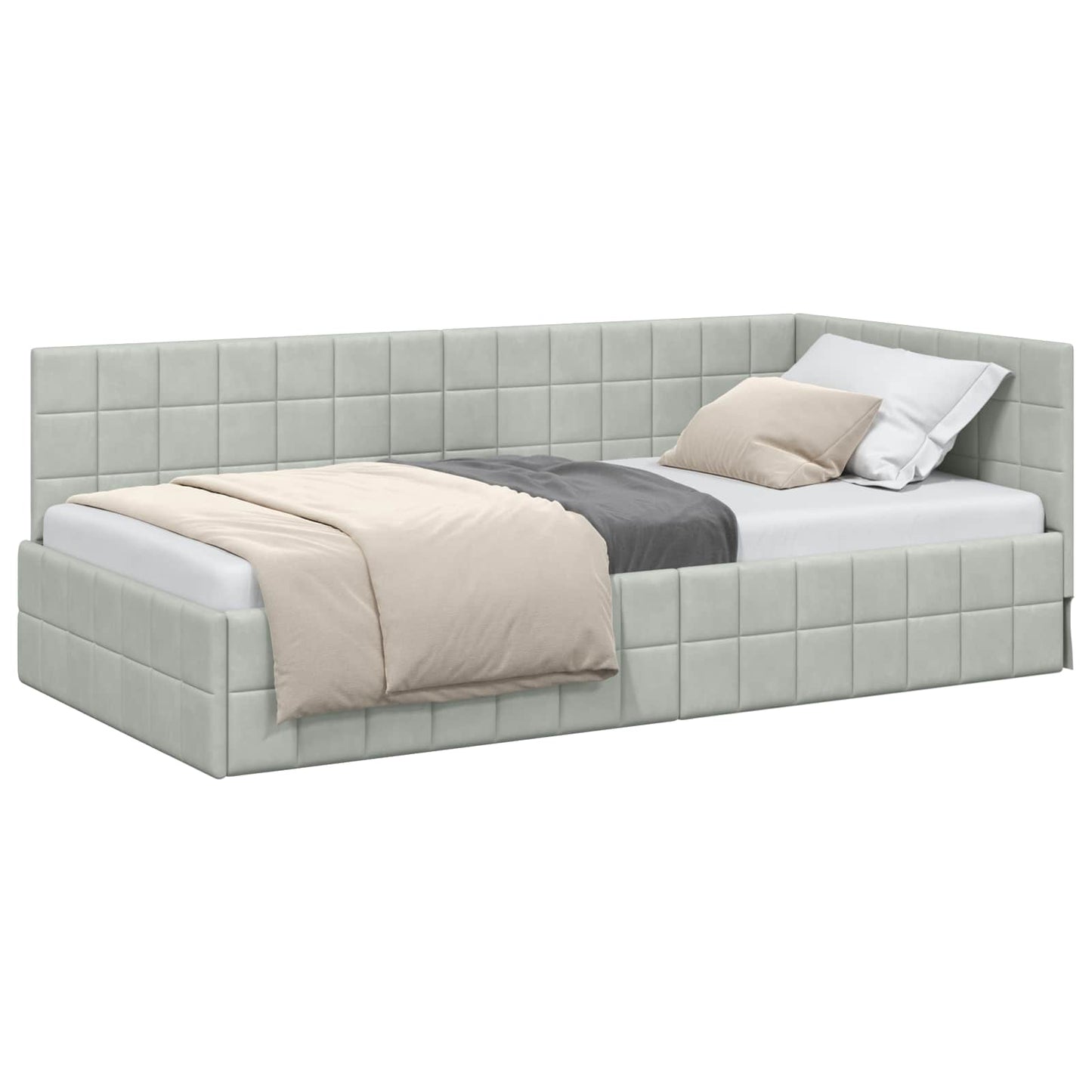 Cornice del letto ad angolo Grigio chiaro 90 cm x 190 cm