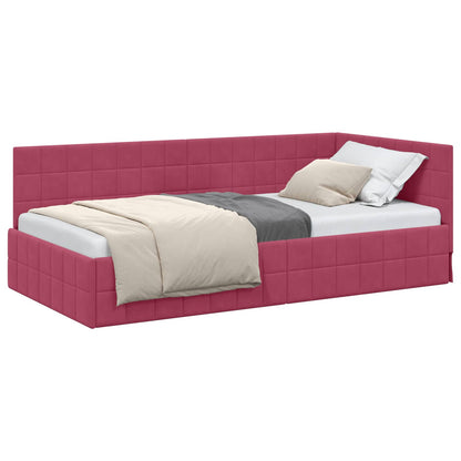 Cornice del letto ad angolo Rosso Vino 90 cm x 190 cm Velluto | homemem39