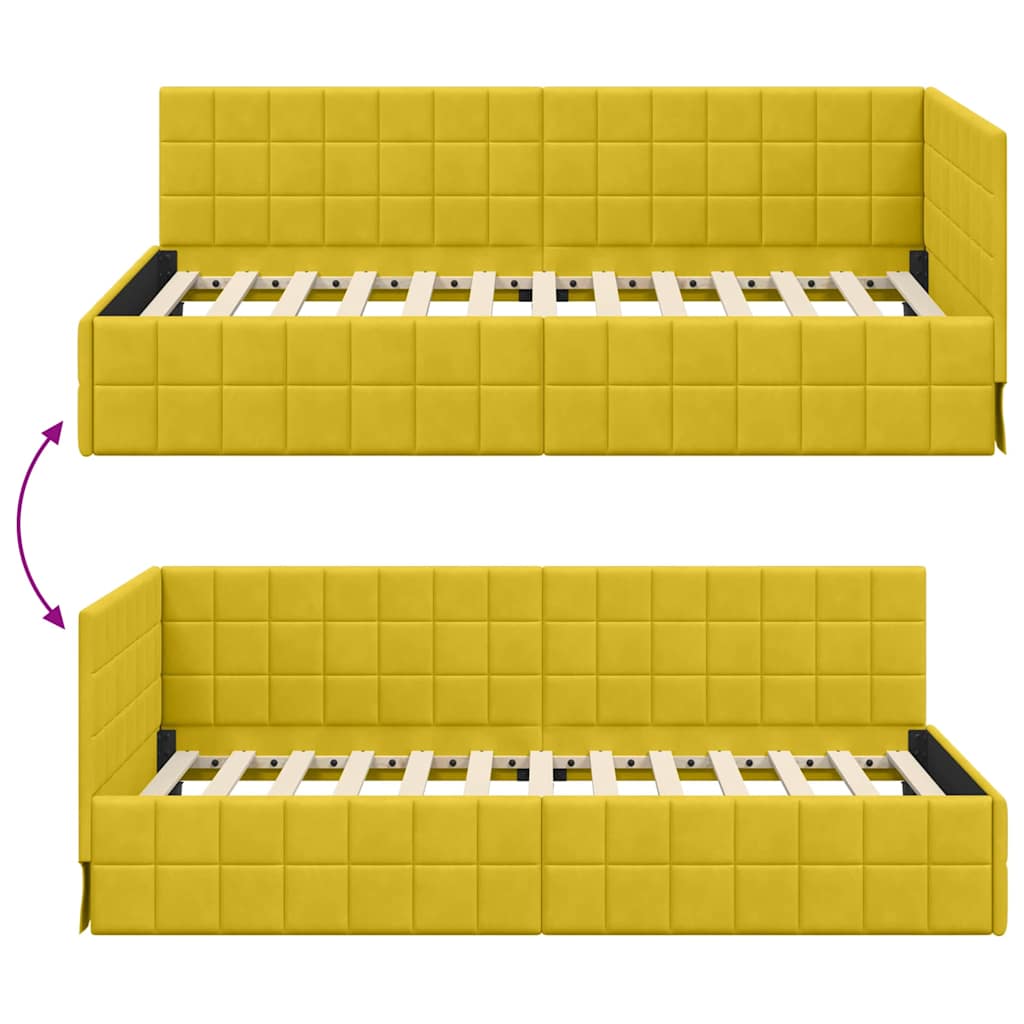 Cornice del letto ad angolo Giallo 90 cm x 190 cm Velluto | homemem39