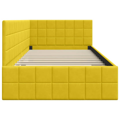 Cornice del letto ad angolo Giallo 90 cm x 190 cm Velluto
