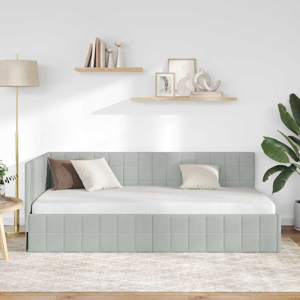 Cornice del letto ad angolo Grigio chiaro 90 cm x 200 cm | homemem39