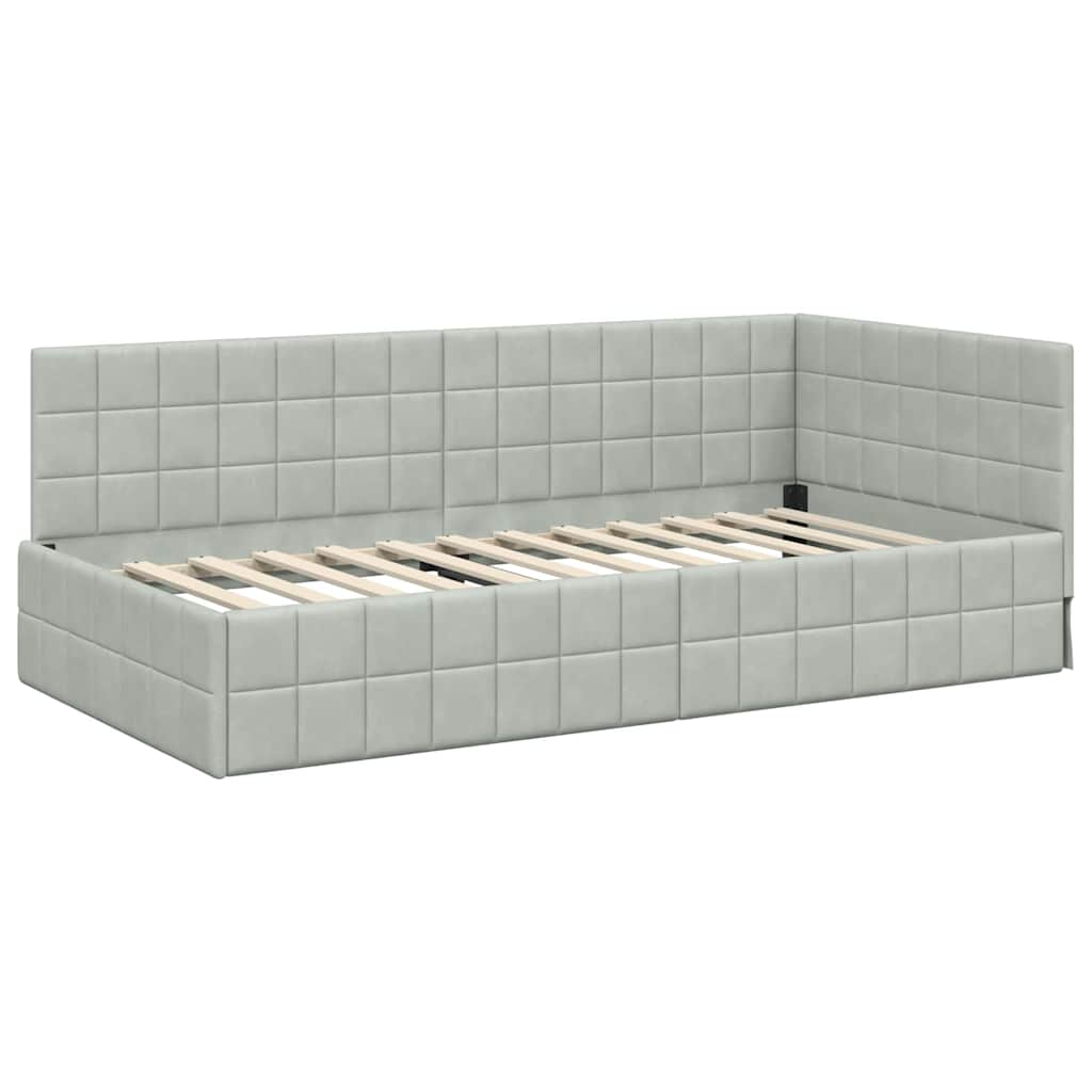 Cornice del letto ad angolo Grigio chiaro 90 cm x 200 cm | homemem39