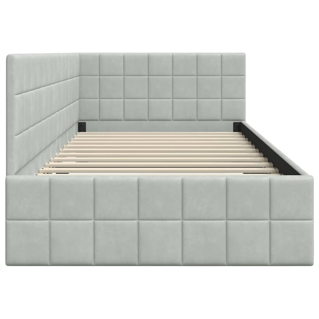 Cornice del letto ad angolo Grigio chiaro 90 cm x 200 cm | homemem39