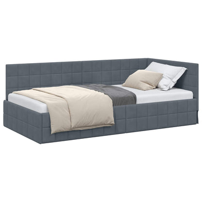 Cornice del letto ad angolo Grigio scuro 90 cm x 200 cm Velluto | homemem39