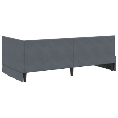 Cornice del letto ad angolo Grigio scuro 90 cm x 200 cm Velluto | homemem39