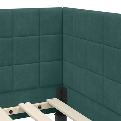 Cornice del letto ad angolo Verde Scuro 90 cm x 200 cm Velluto