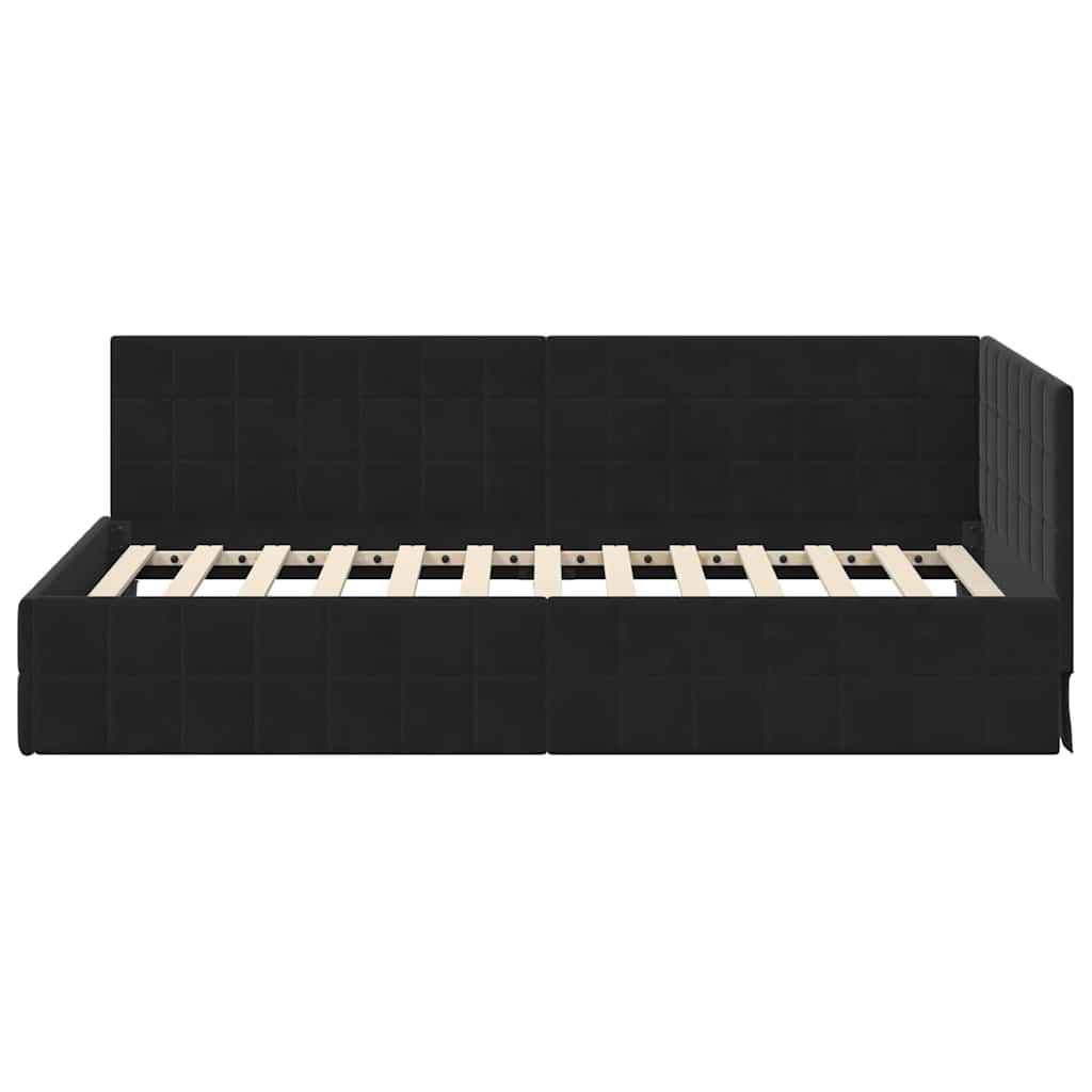 Cornice del letto ad angolo Nero 90 cm x 200 cm Velluto | homemem39
