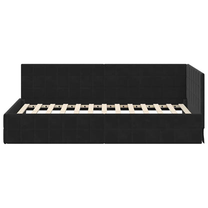 Cornice del letto ad angolo Nero 90 cm x 200 cm Velluto | homemem39