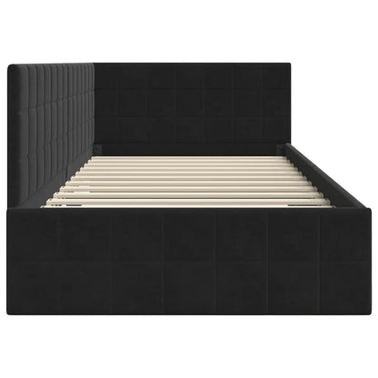 Cornice del letto ad angolo Nero 90 cm x 200 cm Velluto