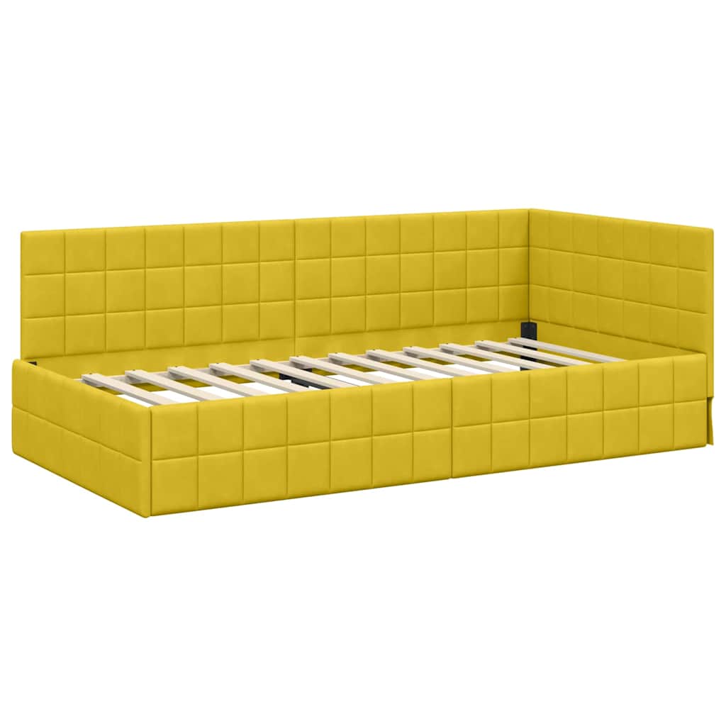 Cornice del letto ad angolo Giallo 90 cm x 200 cm Velluto | homemem39