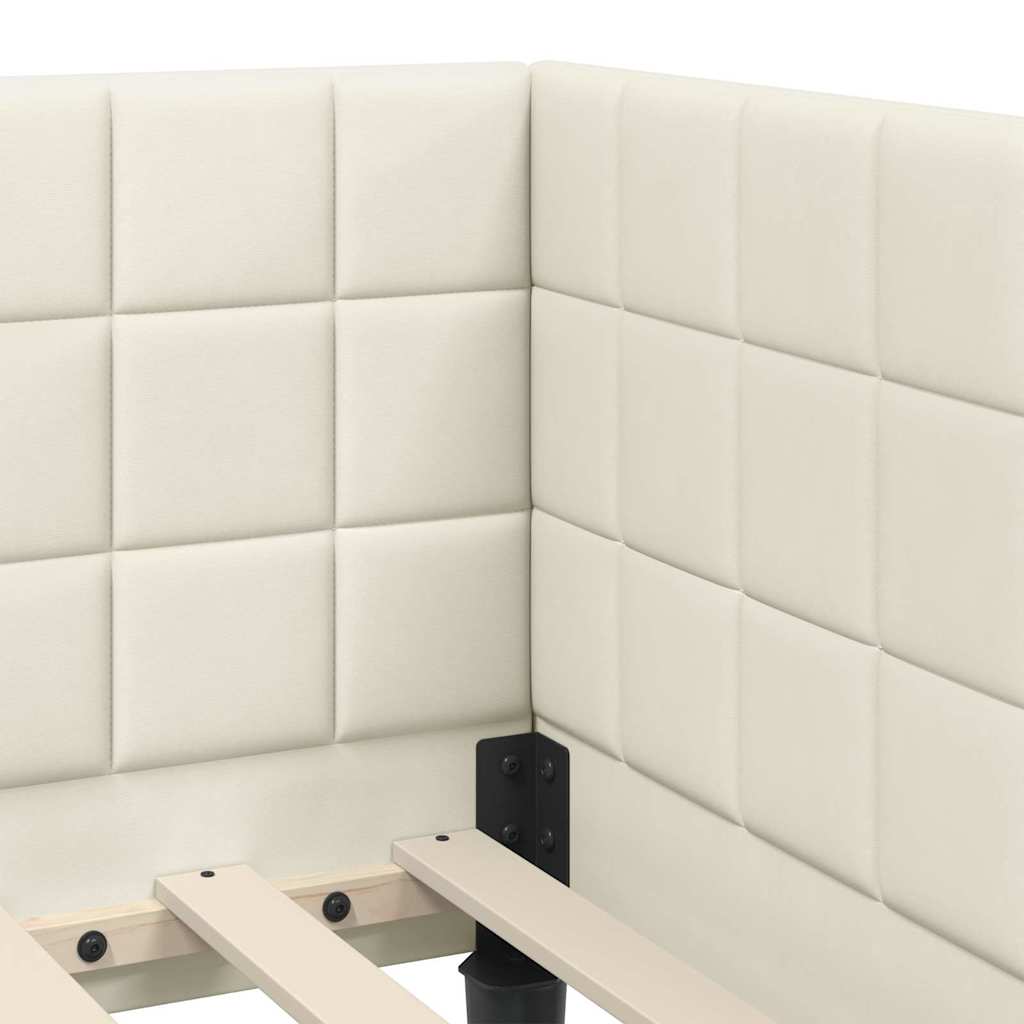 Cornice del letto ad angolo Crema 90 cm x 200 cm Velluto