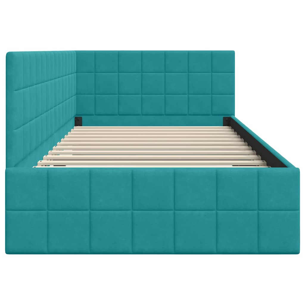 Cornice del letto ad angolo Turchese 90 cm x 200 cm Velluto | homemem39