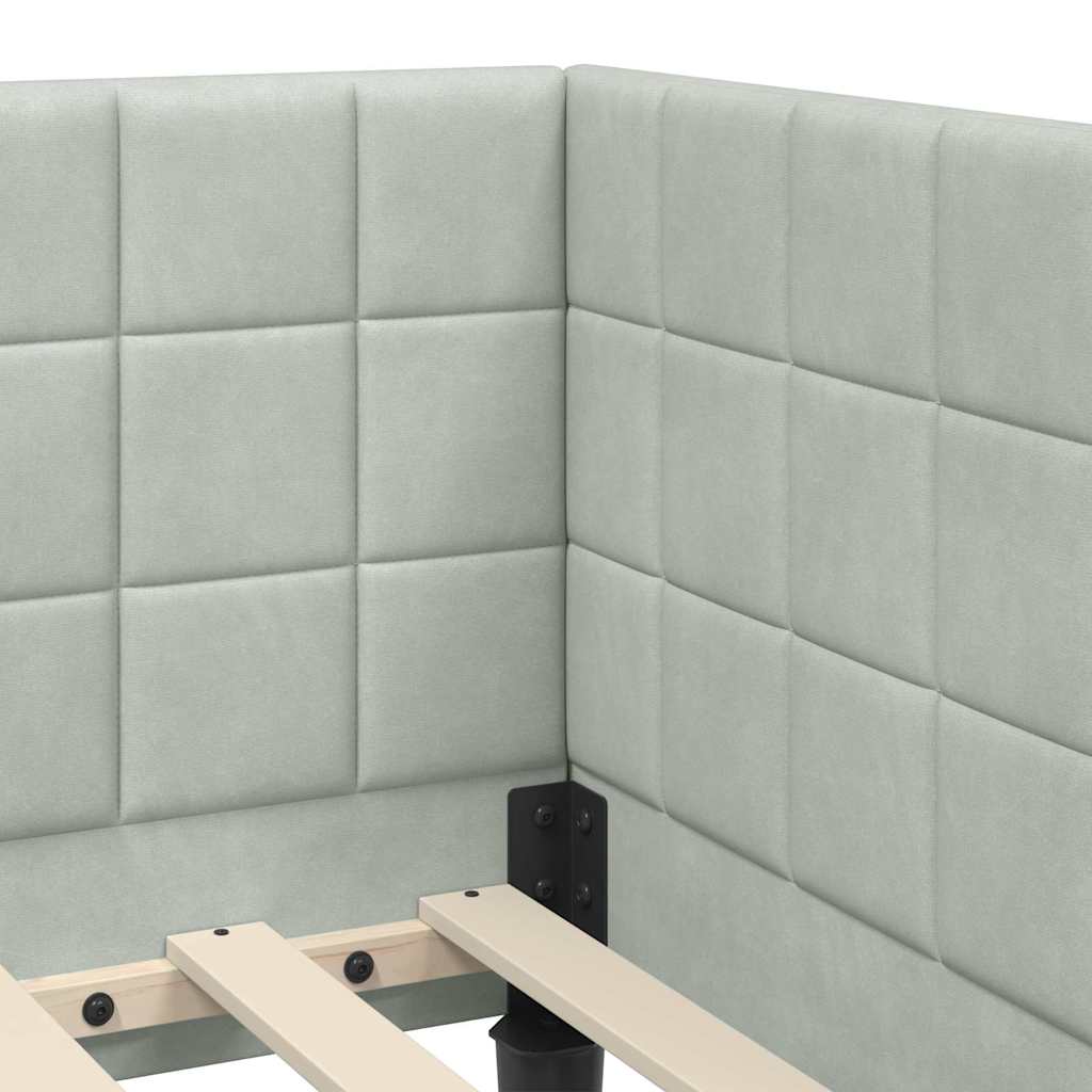 Cornice del letto ad angolo Grigio chiaro 100 cm x 200 cm | homemem39