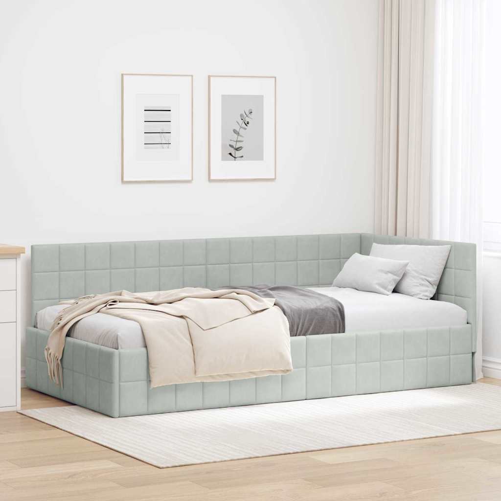 Cornice del letto ad angolo Grigio chiaro 100 cm x 200 cm | homemem39