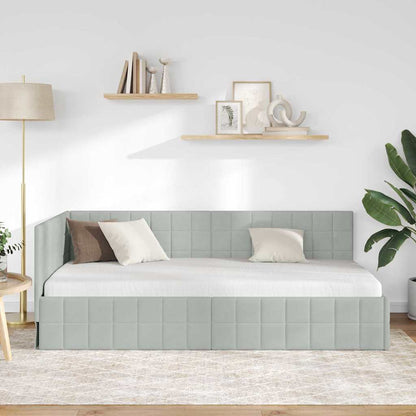 Cornice del letto ad angolo Grigio chiaro 100 cm x 200 cm | homemem39