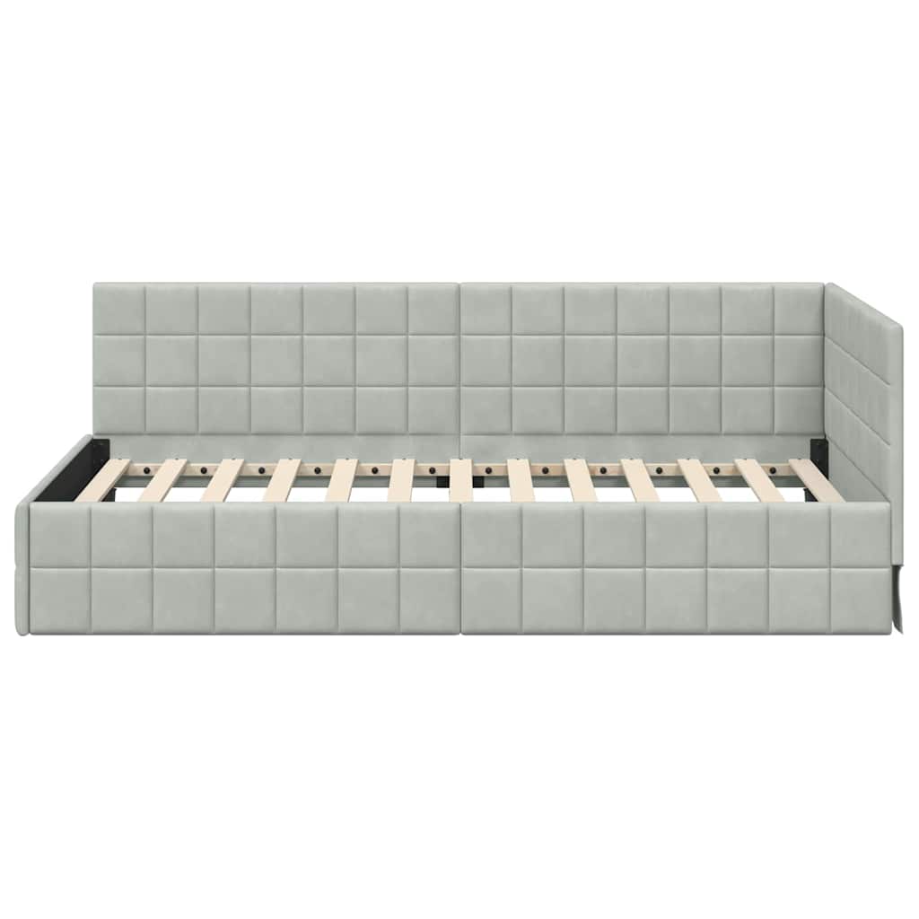 Cornice del letto ad angolo Grigio chiaro 100 cm x 200 cm | homemem39