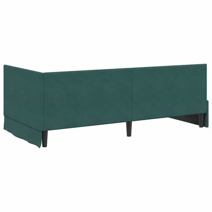 Cornice del letto ad angolo Verde Scuro 100 cm x 200 cm Velluto