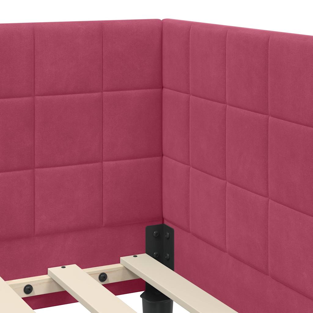 Cornice del letto ad angolo Rosso Vino 100 cm x 200 cm Velluto | homemem39