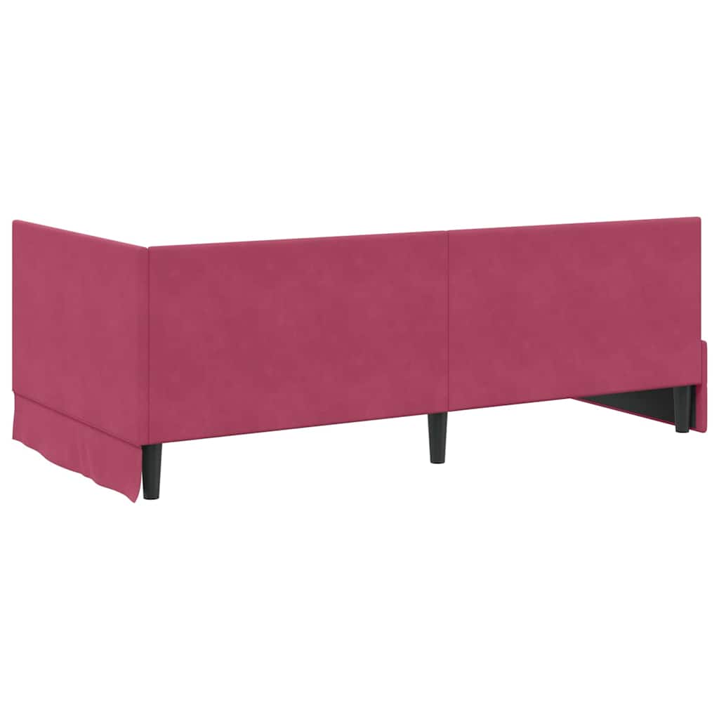 Cornice del letto ad angolo Rosso Vino 100 cm x 200 cm Velluto