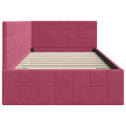 Cornice del letto ad angolo Rosso Vino 100 cm x 200 cm Velluto | homemem39