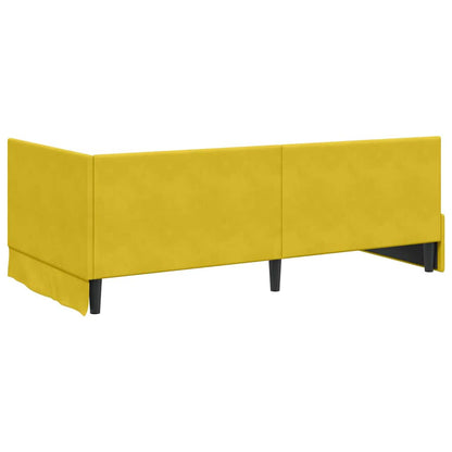 Cornice del letto ad angolo Giallo 100 cm x 200 cm Velluto