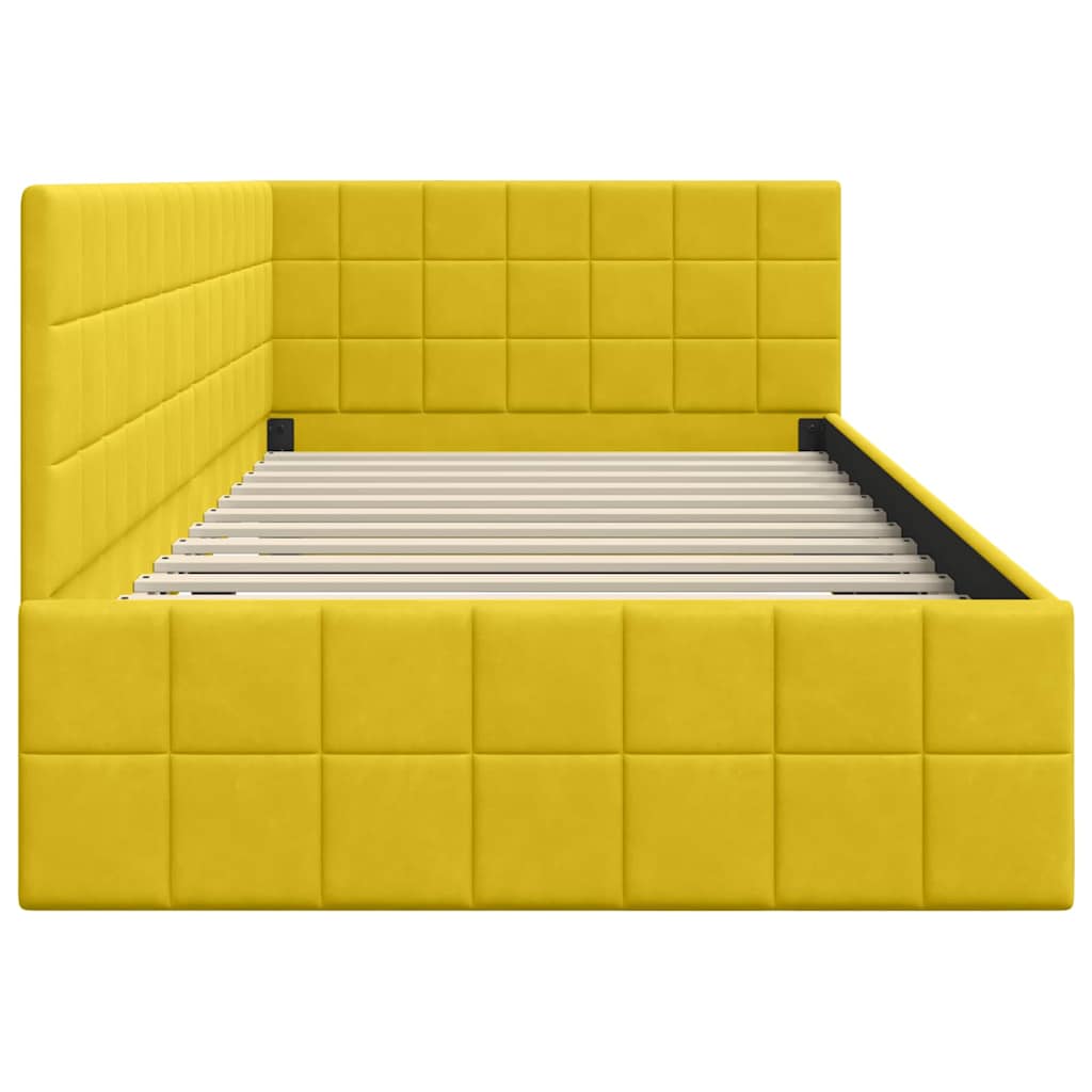 Cornice del letto ad angolo Giallo 100 cm x 200 cm Velluto