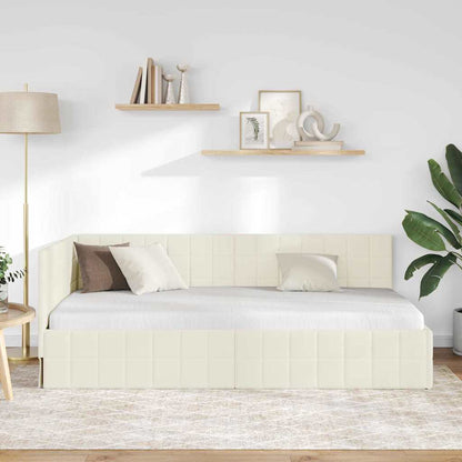 Cornice del letto ad angolo Crema 100 cm x 200 cm Velluto | homemem39