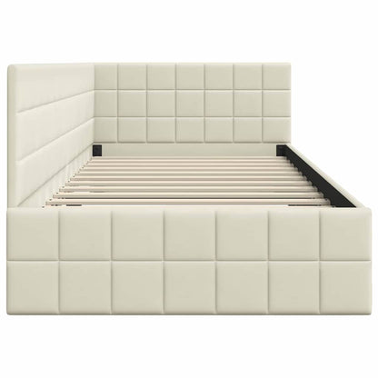 Cornice del letto ad angolo Crema 100 cm x 200 cm Velluto | homemem39