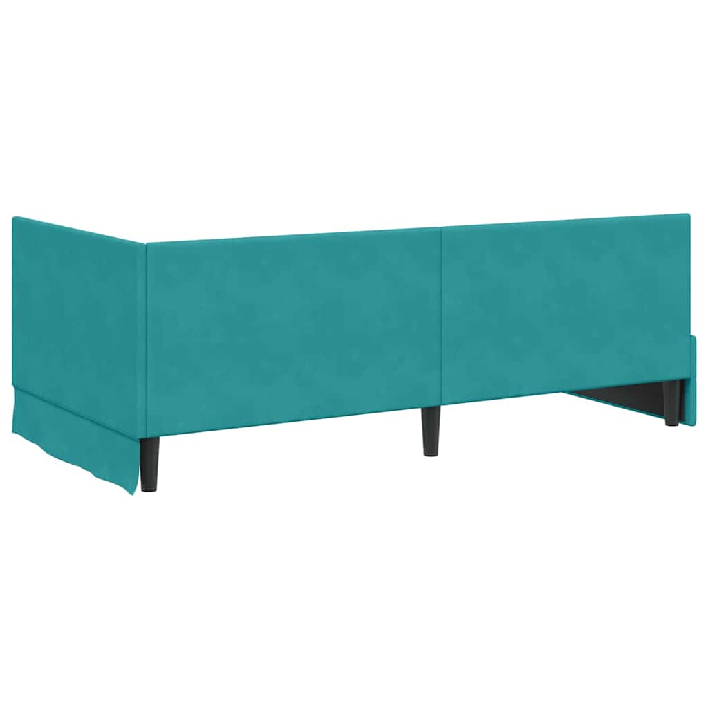 Cornice del letto ad angolo Turchese 100 cm x 200 cm Velluto | homemem39