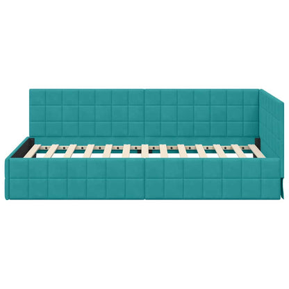 Cornice del letto ad angolo Turchese 100 cm x 200 cm Velluto | homemem39