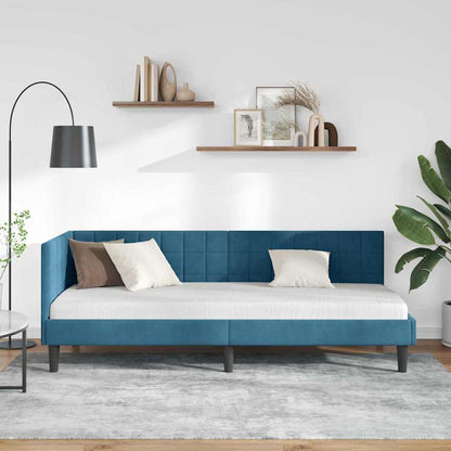Cornice del letto ad angolo Blu 80 cm x 200 cm Velluto | homemem39