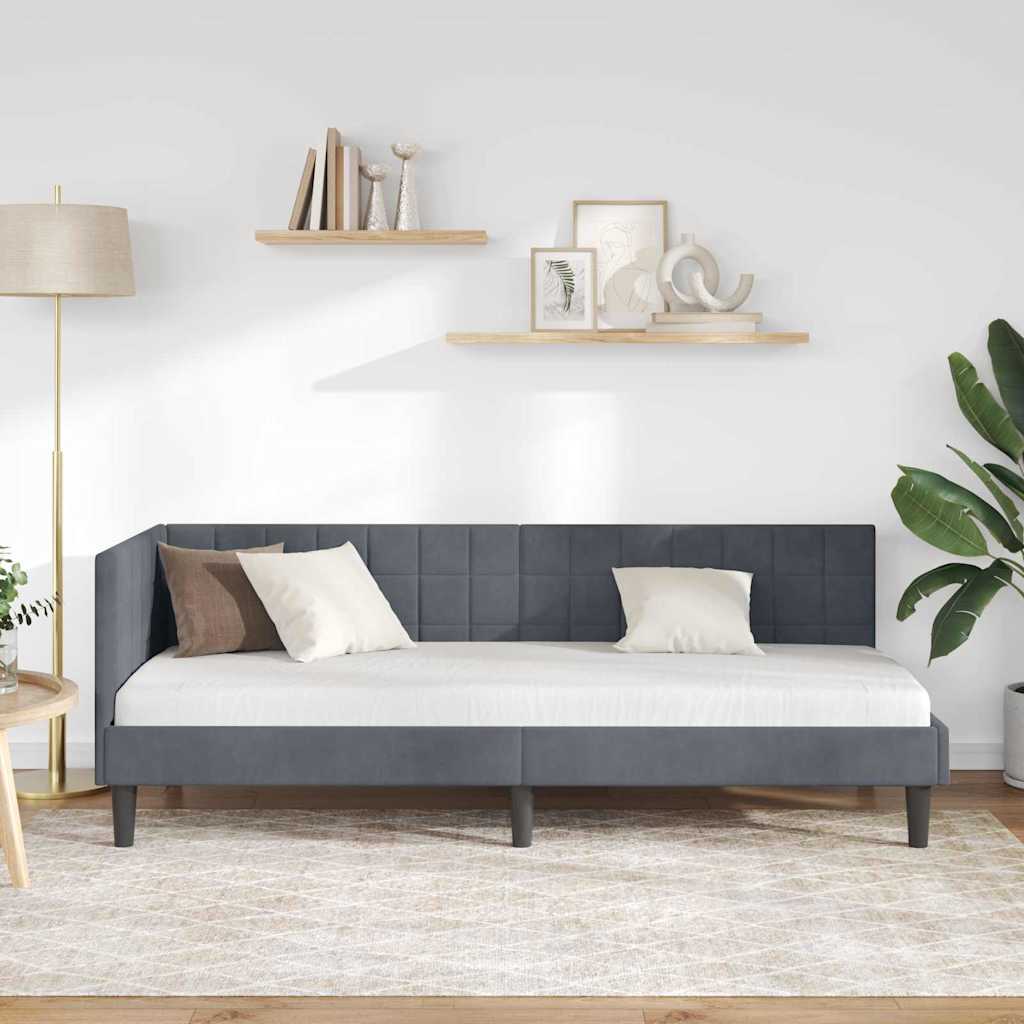 Cornice del letto ad angolo Grigio scuro 80 cm x 200 cm Velluto