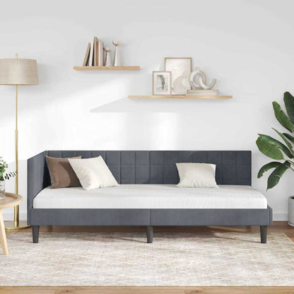 Cornice del letto ad angolo Grigio scuro 80 cm x 200 cm Velluto