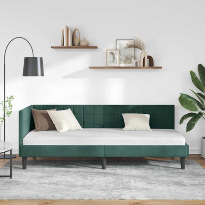 Cornice del letto ad angolo Verde Scuro 80 cm x 200 cm Velluto | homemem39