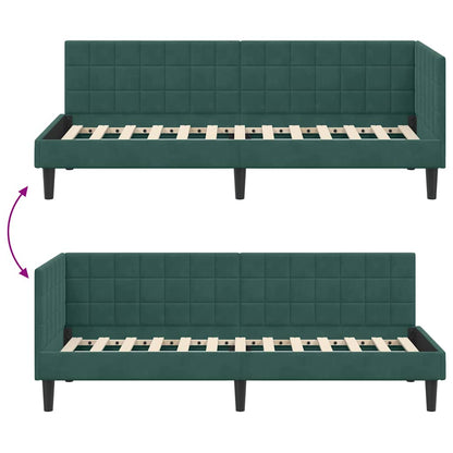 Cornice del letto ad angolo Verde Scuro 80 cm x 200 cm Velluto | homemem39