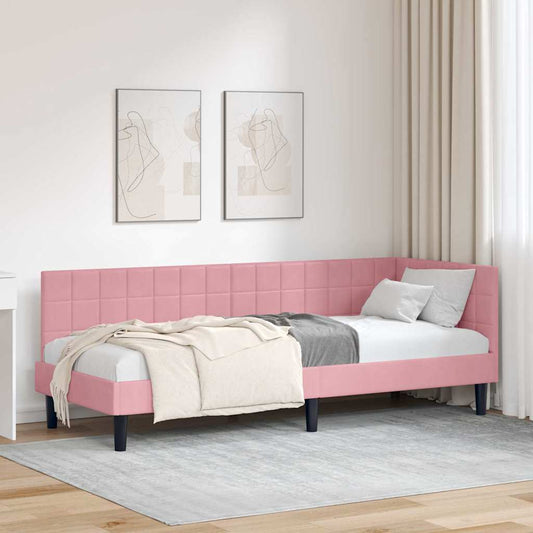 Cornice del letto ad angolo Rosa 80 cm x 200 cm Velluto | homemem39