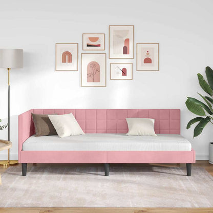 Cornice del letto ad angolo Rosa 80 cm x 200 cm Velluto | homemem39