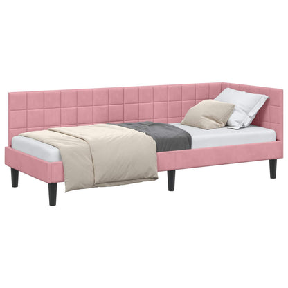 Cornice del letto ad angolo Rosa 80 cm x 200 cm Velluto | homemem39