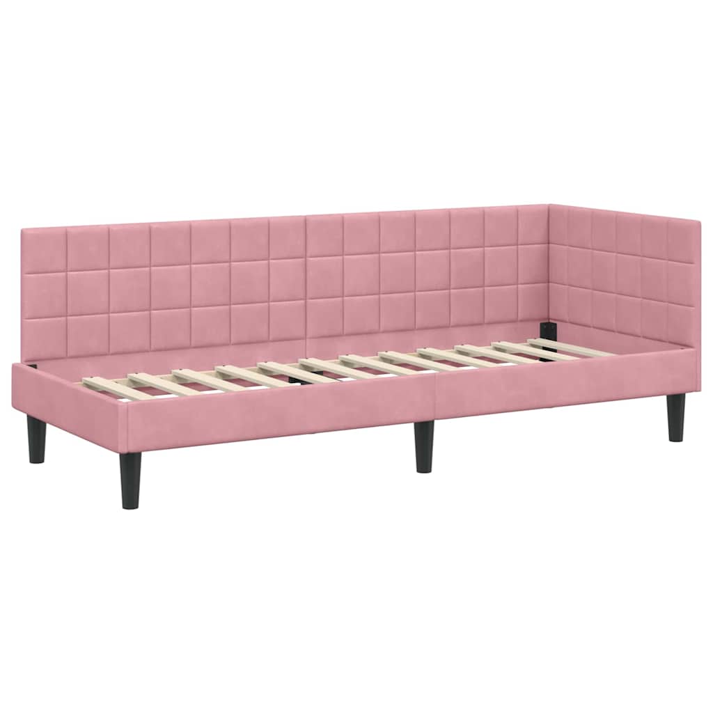 Cornice del letto ad angolo Rosa 80 cm x 200 cm Velluto | homemem39