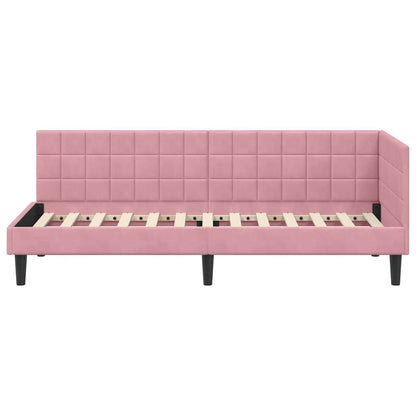 Cornice del letto ad angolo Rosa 80 cm x 200 cm Velluto | homemem39