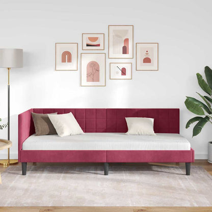 Cornice del letto ad angolo Rosso Vino 80 cm x 200 cm Velluto | homemem39
