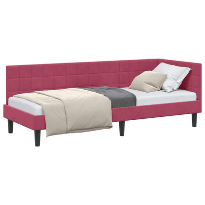 Cornice del letto ad angolo Rosso Vino 80 cm x 200 cm Velluto | homemem39