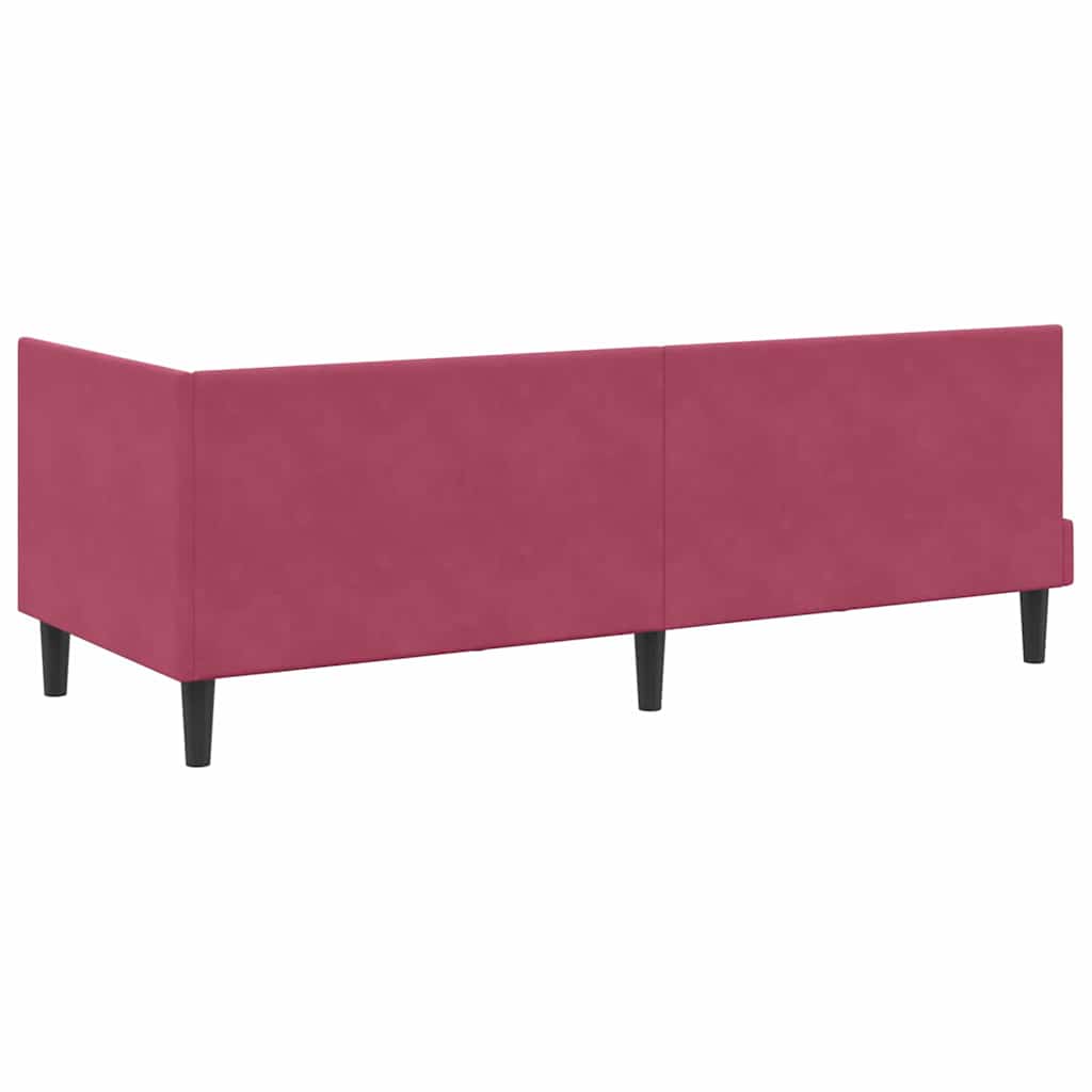 Cornice del letto ad angolo Rosso Vino 80 cm x 200 cm Velluto | homemem39