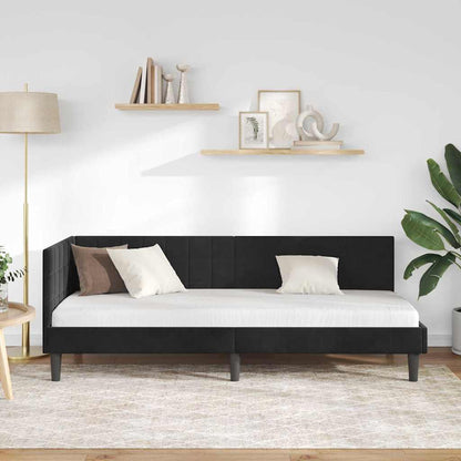 Cornice del letto ad angolo Nero 80 cm x 200 cm Velluto | homemem39