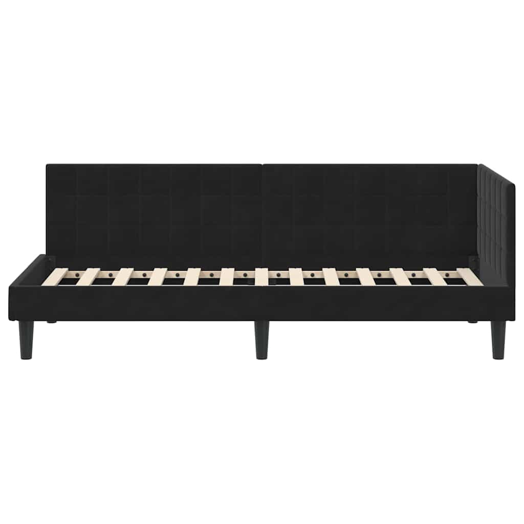 Cornice del letto ad angolo Nero 80 cm x 200 cm Velluto | homemem39